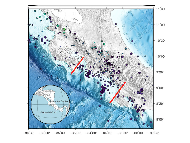 mapa de región con mayor actividad sísmica