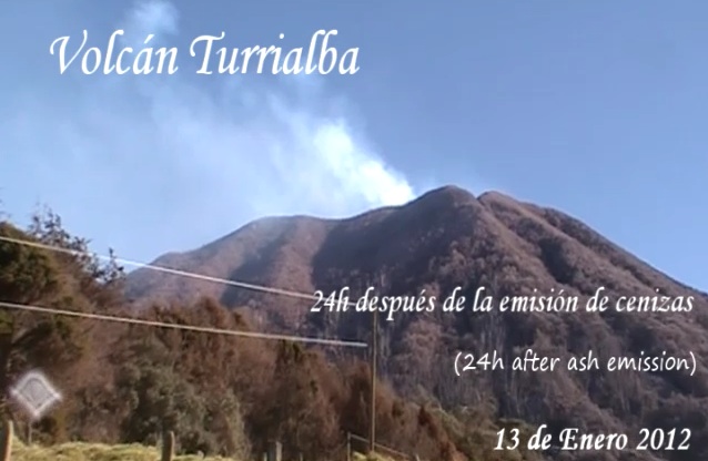24 horas despues de erupcion de ceniza del Volcan Turrialba el 12/01/2012